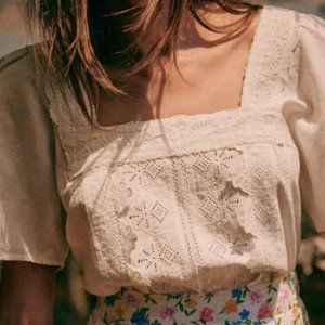 NWT (Sezane) Candice Blouse in Ecru